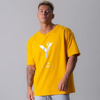 Vasaros streetwear laisvalaikio vyriški marškinėliai medvilnės atsitiktinis palaidų vyriški trumpomis rankovėmis viršuje jogger fitneso vyriški drabužiai