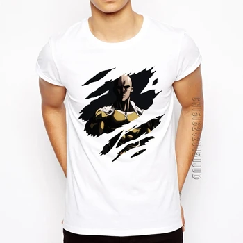 Vienas smūgis žmogaus T-shirt Cool dizaino Anime Vyrų marškinėliai Saitama sensei marškinėliai GERAI Spausdinami Atsitiktinis Tee