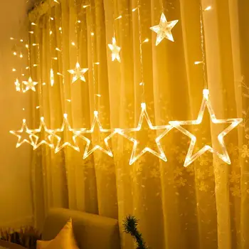 FENGRISE Star Užuolaidų LED Žibintai String Linksmų Kalėdų Dekoracija Namuose Gimdymo Navidad 