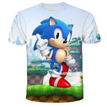 Mados Sonic the Hedgehog Berniukų, Mergaičių Marškinėliai Vaikams, Vaikams, Cartoon Print T marškinėliai Kūdikių 3d Vaikas sonic Viršūnes Drabužių Tee 4T-14T
