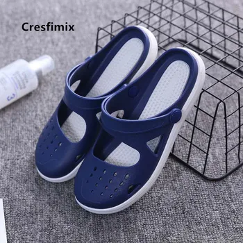 Cresfimix moterų mados aukštos kokybės minkštas komfortas pavasarį & vasaros holed sandalai ponios atsitiktinis saldus mėlynos basutės sandales a5759