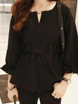 Korėjos Medvilnės Skalbiniai Balta Palaidinė Moterims Saldus Mados Nėriniai Vasaros Marškinėliai Black Office Elegantiškas Atsitiktinis Pagrindinio Viršūnes Ponios Palaidinukės