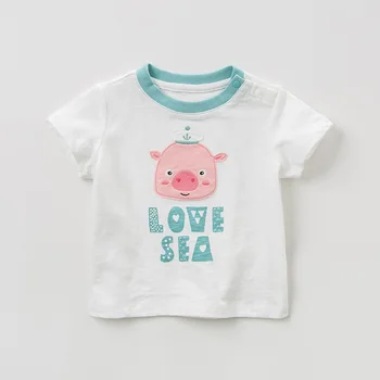 DBJ10358 dave bella baby boy vasaros kūdikiams, kūdikių mados t-shirt bamblys viršuje vaikų aukštos kokybės tees spausdinti drabužiai