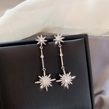 FXLRY Naujo Dizaino Kubinių Zirconia Akmenų Gėlė Vestuviniai Auskarai Žvaigždutės Formos Auskarai Moterims, bižuterijos