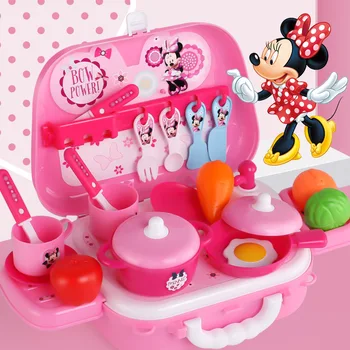 Originali Disney Mickey Mouse Makiažas Virtuvės Žaislas Sušaldyti 2 Minnie Vaikų Žaisti Namus Maišelį Mergina Modeliavimas Makiažas Kepimo Indai