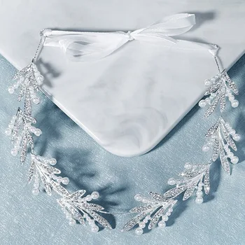 Jaunavedžių Vestuvių Crystal Pearl Lankelis Rožančiai Paprasta Kristalų Lapų, Žiedų, Plaukų Aksesuarų, Moterų Nuotakos Šalis, Plaukų Papuošalai