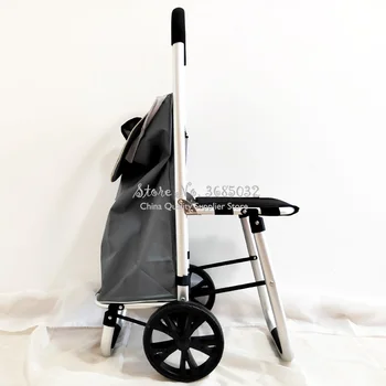 Itin lengvas aliuminio lydinys vežimėlio krepšelį Nešiojamų Išjungti dilimui lankstymo bagažo krepšelis Mini pirkinių krepšelis Patobulinta versija