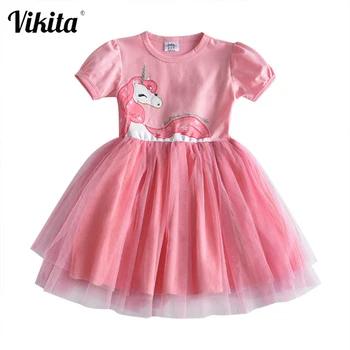 Mergaičių suknelė vienaragis suknelės unicornio roupas infantis menina princess tutu atsitiktinis vestidos baby vaikų mergaičių vasaros drabužių SH4570