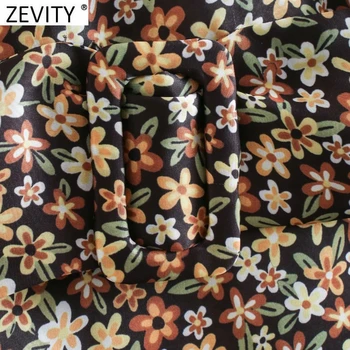 Zevity Naujas 2021 Moterų Derliaus Gėlių Spausdinti Varčias Kimono Mini Suknelė Femme Klostes Sluoksniuotos Rankovėmis Atsitiktinis Vestido Prašmatnus Drabužių DS4897