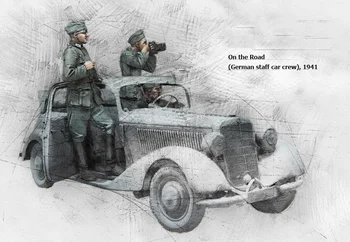 Asamblėjos Unpainted Mastelis 1/35 Kelyje 3 kareiviai neturi Istorinių automobilių žaislas Derva Modelis Miniatiūrų Rinkinys