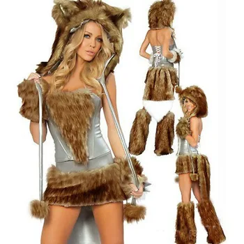 Nauja Seksuali Furry Vilkas Mergina Kostiumas vilkas moterų Kostiumai Helovinas Furry Kostiumai, moterims, Gyvūnų Cosplay Kostiumų Kalėdų Kostiumas