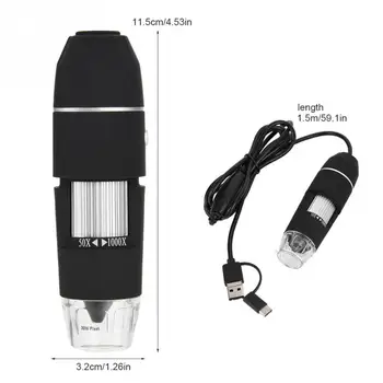 1000X 3 1 Tipo C/Micro-USB/USB Sąsaja HD Skaitmeninis Mikroskopas Didinimas 8 LED