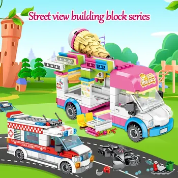 Miestas Ledų Automobilio Modelio Kūrimo Bloką Draugų Miesto Greitosios medicinos pagalbos Sunkvežimis Duomenys Plytų Švietimo Žaislai Vaikams