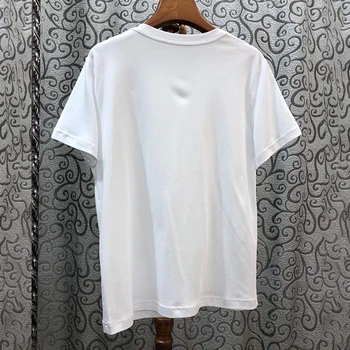 VGH Elegantiškas Kratinys Lankas Moterys T Shirt O Kaklo trumpomis Rankovėmis Prarasti Nesimetriškas T-shirt Moterų Mados 2020 M. Vasaros Drabužių