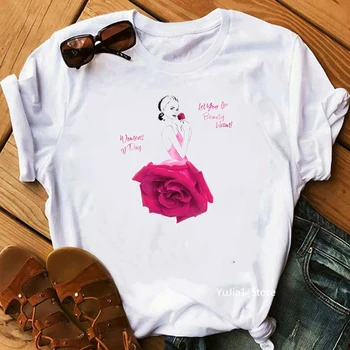 Moterų drabužiai 2020 mados gėlių suknelė iliustracija marškinėlius viršų moteriška 