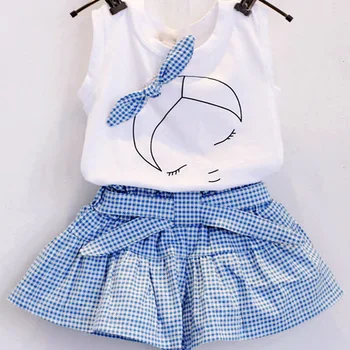 2019 naujas vasaros moterų 0-7 metų amžiaus kūdikiui kostiumas mielas mergaitė animaciją medvilnės berankovis suknelė vaikų drabužių 2VNT