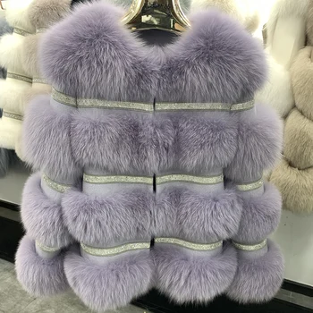Moterų Prabangos Nekilnojamojo Fox Fur Coat Natūralaus Kailio Striukė Žiemą Storas Šiltas Kailis Motinos Viršutiniai drabužiai S7843