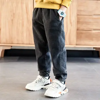 Vaikų drabužiai boys plus-žemyn kelnes rudens/žiemos 2020 naujas modelis, vaikų džinsinio audinio imitacija plus-storo aksomo kelnės banga
