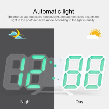 3D Didelis Sieninis Laikrodis Skaitmeninis LED naktinė lempa Celsijaus Datos Ir Laiko Rodymas Lentelė Stalinis Laikrodis Žadintuvas Laikrodžiai Namų Kambarį