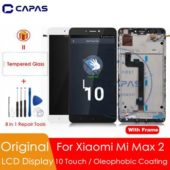 Originalą Xiaomi Mi Max 2 LCD Ekranas Jutiklinis Ekranas skaitmeninis keitiklis Asamblėjos + Rėmas Mi Max2 Remontas, Atsarginės Dalys, 10 Taškų Jutiklinis