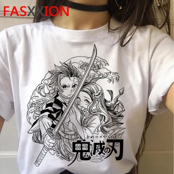 Kimetsu nr. yaiba demon slayer marškinėliai moterims grafinis viršuje tees Japonų anime marškinėlius harajuku kawaii streetwear punk t-shirt