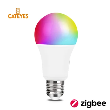 Zigbee 3.0 ZLL E27 9W RGB+BMT LED Lemputė AC110 - 240V RGB ir dvigubas baltas ir spalvotas LED lemputės, šviesos srautą galima reguliuoti lempos RGBW RGBWW darbo alexa
