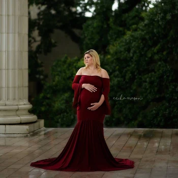 Motinystės Suknelės Už Nuotrauką Šaudyti Moterų Pregnants Seksualus Off Shoulderless Suknelė Maxi Fotografijos Rekvizitai Motinystės Nėštumo Suknelės