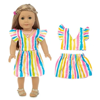 2020 Naujas Juostele suknelė Tinka Amerikos Mergina Lėlės Drabužiai 18 colių Lėlės , Kalėdų Mergina Dovana(tik parduoti drabužius)