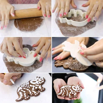 3 vnt/set Dinozaurų Sausainių Cookie Cutter Sugarcraft Pelėsių Minkštas Tortas Dekoravimo Priemonės Bakeware