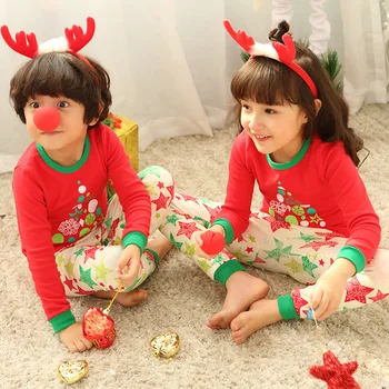 Vaikai Pižama Kalėdų Kūdikių, Mergaičių Drabužiai, Pižamos Animacinių filmų Vaikams Sleepwear Berniukų Pižama Rinkiniai Medvilnės marškinėliai+Kelnės 2vnt