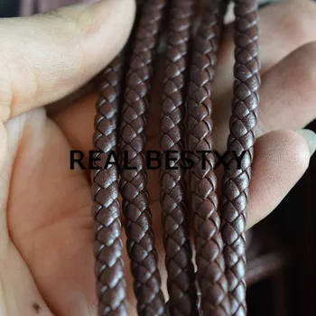 NEKILNOJAMOJO XY 5m/daug 5mm rudas apvalus pintas odinis virvę papuošalai apyrankės papuošalai išvados tinklelio odos dirželiai rudos spalvos