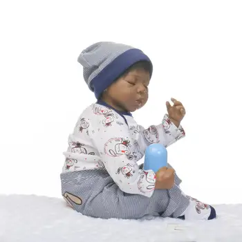 Juoda Lėlės Afrikos Amerikos bebe atgimsta minkšto silikono baby doll 20inch naujagimių gyvas tikroviškos lėlės, žaislai, dovanos