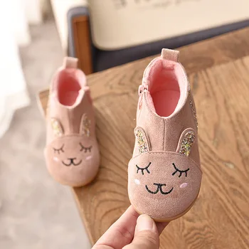 2019 merginos sniego batai vaikų trumpas vamzdelis, batai animacinių filmų berniukas medvilnės batai plius aksomo kūdikių rudenį nauji vaikiški batai