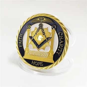 Monetos Europos Masonų Masonai Brolija Aukso Ir Mėlynos Spalvos Apvalios Dvigubai Progines Monetas, Dekoratyvinis Kolekcija