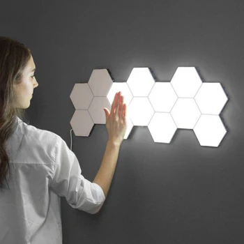 6x Modulinės LED Touch Sienos Lempos Šešiakampe Korio Magnetinio Quantum Naktį Šviesos Kambarį Apdailos Šviesos diodų (LED) lemputės