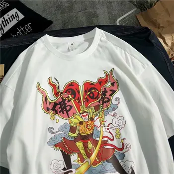 ZAZOMDE Hip-Hop Medvilnės Marškinėliai Vyrams Animacinių filmų spausdinti Streetwear Vasarą Žmogus Laisvas Atsitiktinis pusė Rankovės Viršuje Tees Vyrų Negabaritinių T Shirts