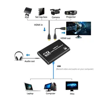 USB3.0 HDMI suderinamus Užfiksuoti Kortelės 4K 1080p 60Hz 60FPS Video Ekrano Dongle Žaidimas Live 