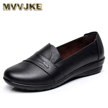 MVVJKE Mokasīni, be nėrinių plokšti batai moterims, nekilnojamojo odos butas batai size35-41round kojų kietas juodi batai moteris sapatos feminino
