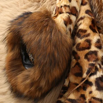 Naujas Mados Žiemos Paltai Moterims, Kailio Imitacija, Kailiai, Kailio Imitacija, Kailių Apykaklės Klasikinis Leopard Vidutinio ilgio Kailis Didelis Dydis S-6XL