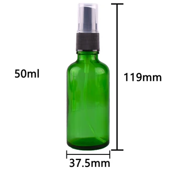12pcs 50ml Green Stiklo Purškimo Butelis w/ Juoda Bauda Rūko Purkštuvu eterinio aliejaus buteliai tušti kosmetikos konteineriai