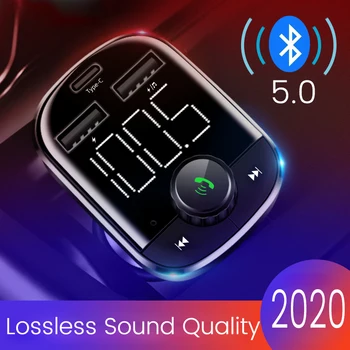 JINSERTAS 2021 Automobilių MP3 Grotuvas, FM Siųstuvas Bluetooth 5.0 Moduliatorius Adapterio Tipas-C uostų Automobilinis Įkroviklis Belaidžio ryšio laisvų Rankų įranga