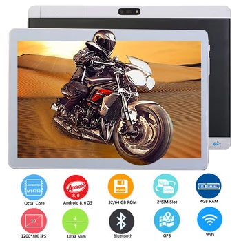 10 colių Nemokamas Pristatymas Tablet PC MT8752 ARM Cortex A7 Octa Core Android 8.0 4GB RAM 64GB ROM Dual 3G/4G LTE Telefoną, Planšetinį kompiuterį Wifi GPS