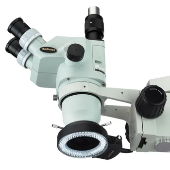 AmScope 144 LED Reguliuojamas Kompaktiškas Mikroskopu Žiedas Šviesos + Adapteris Juoda Apdaila