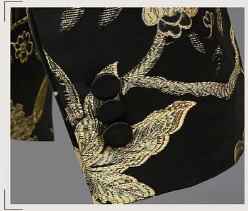 Aukso Žiedų Paukščių Siuvinėjimo Suknelė Tiktų Vyrų Slim Fit Vieno Mygtuko Mens Kostiumai, Kelnės Su Etape Prom Vestuvių Jaunieji Kostiumas Homme 4XL