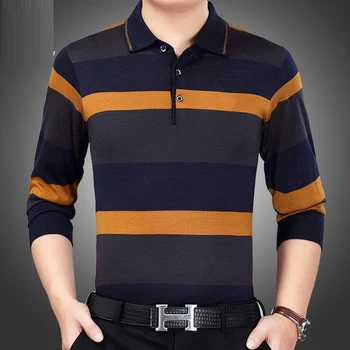 2019 vyrų striped polo marškinėliai ilgomis rankovėmis rudens žiemos naujas mados aukštos kokybės vyriška atsitiktinis kietojo polo marškinėliai prekės ženklo drabužių