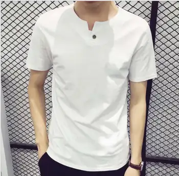 Trumparankoviai marškinėliai vyriški laisvalaikio paprasta dugno marškinėliai, drabužiai 2232