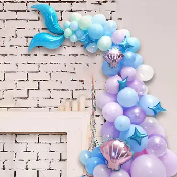 87pcs undinė balionų Arkos Dekoras Undinėlė Šalies Kolbų Violetinė Mėlyna Undinėlės Uodega Balionų Girliandas Baby Shower Apdaila