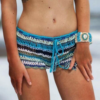 Moteriški Naujas Vasaros Paplūdimio Drabužiai Nėrimo Šortai Ponios Kaklaraištis Diržas Šortai, Kelnės Shortpants Atostogų