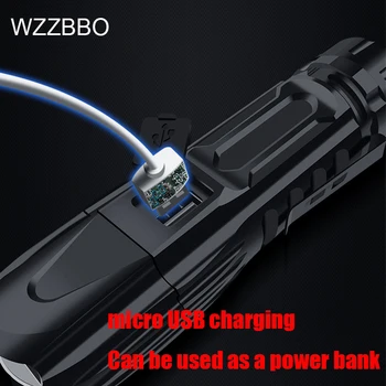 XHP90 Labiausiai Galingas LED Žibintuvėlis 18650 ARBA 26650 Baterija USB LED Žibintuvėlis Žibintų Medžioklės Kempingas žvejybos įkraunamas žibintas