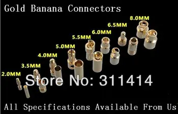 20 porų/Daug 3,5 mm Aukso Kulka Bananų Jungties Kištukas 3,5 mm Storio Auksu ESC Baterija, Variklis Geros Kokybės + Nemokamas Pristatymas